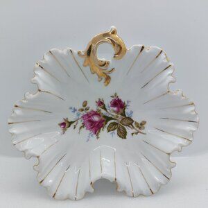 Vintage Porcelain Scalloped Ruffled Edge Candy Trinket Dish